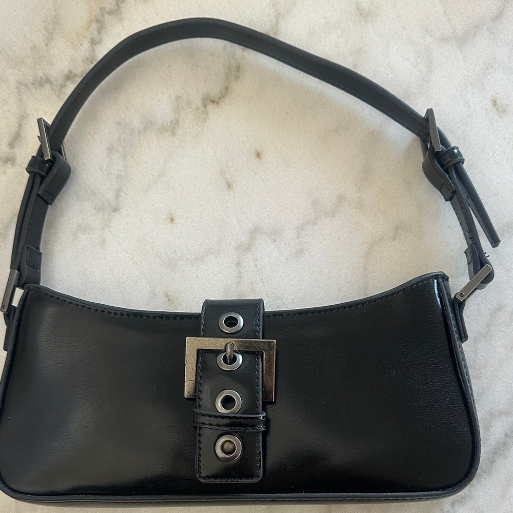 Mango Black Glossy Shoulder Bag